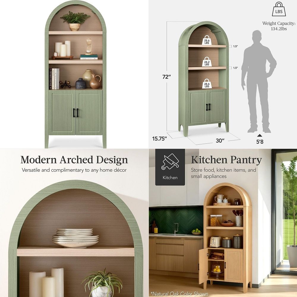 Storage & Organization - Высокий арочный кухонный шкаф-кладовка 71 дюйм,