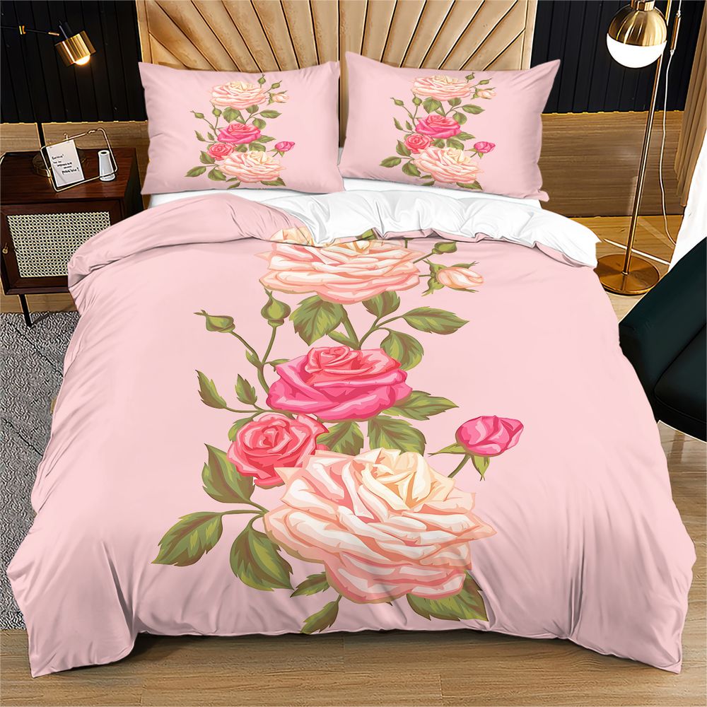 Aesthetic Floral Duvet Cover - Нежно-розовый комплект постельного белья с цветочным