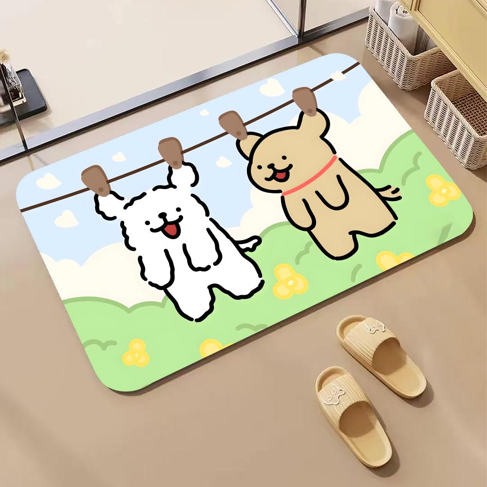 Quick Dry Diatomite Bath Mat - Коврик для пола с изображением щенков