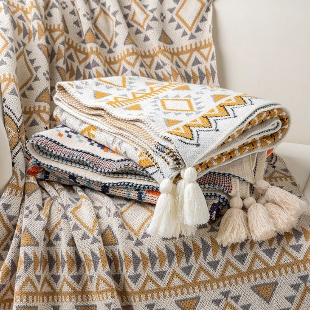 Boho Throw Blanket Fringe - Винтажные пледы в стиле бохо с