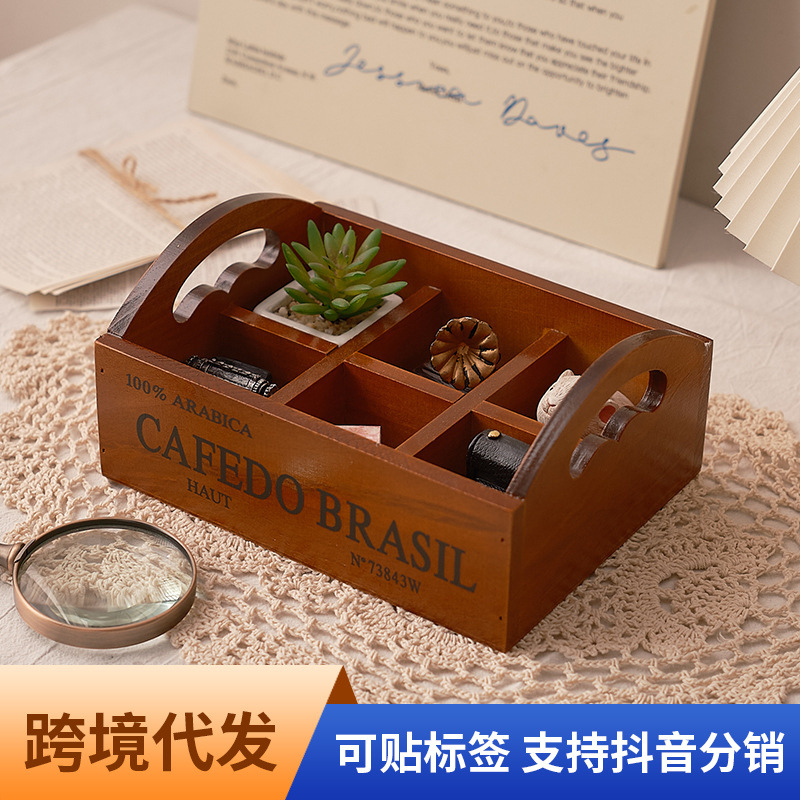 Storage & Organization - Ретро-деревянный портативный органайзер Zakka с шестью