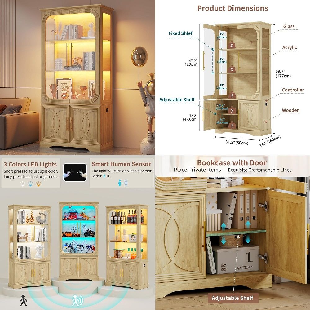 Storage & Organization - Витрина со стеклянными дверцами и полками