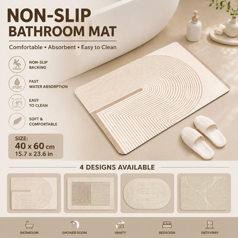 Quick Dry Diatomite Bath Mat - Бежевый полосатый коврик для ванной из