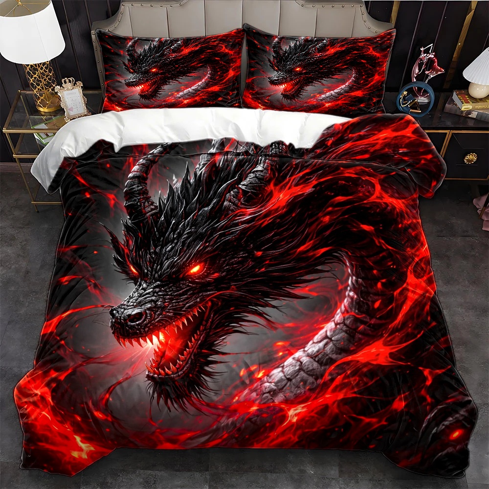 Duvet Cover Sets With Zipper - Комплект постельного белья «Темный Дракон» из