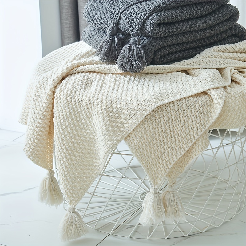 Boho Throw Blanket Fringe - Вязаный плед в стиле бохо с