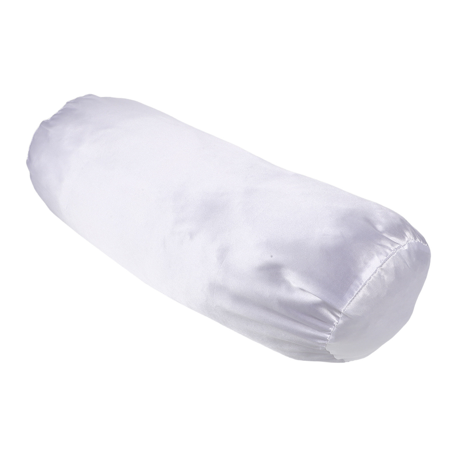 Satin Silk Pillowcase Hair Skin - Белая атласная наволочка для подушки-валика, круглая