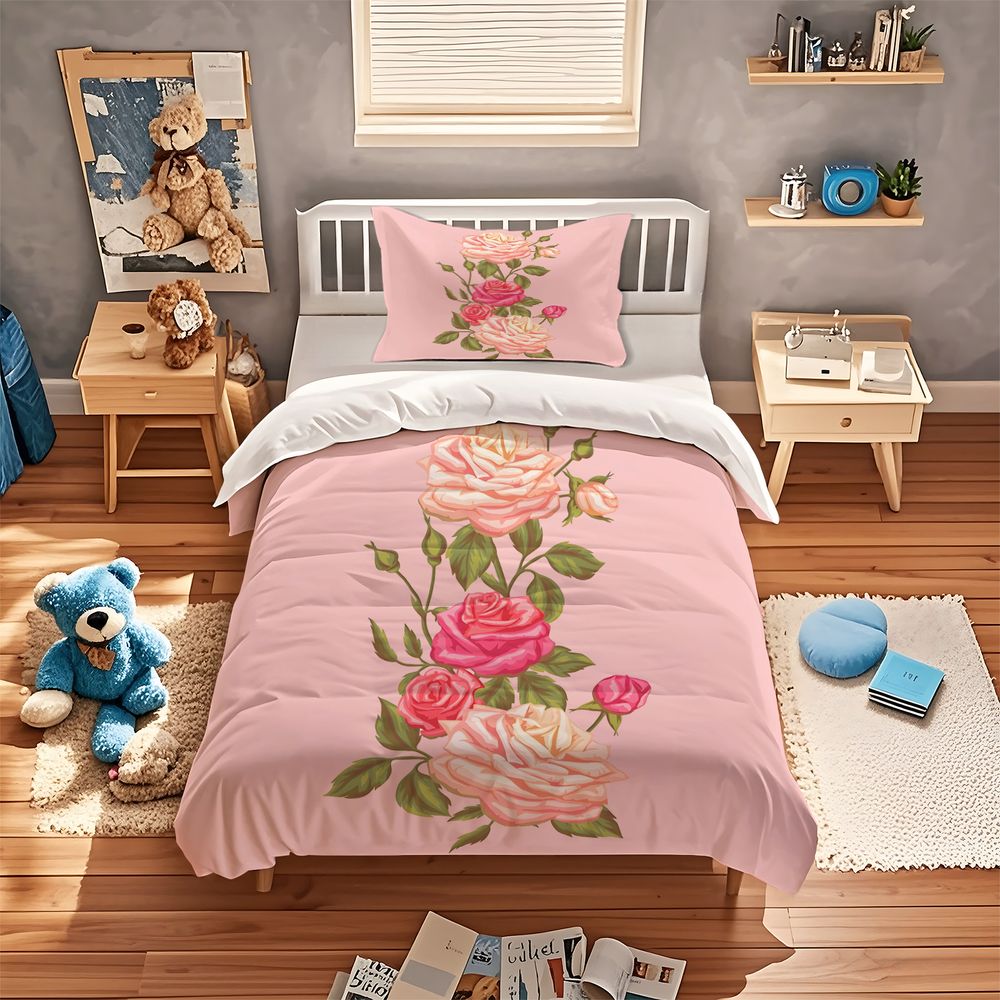 Нежно-розовый комплект постель – обзор и цена Aesthetic Floral Duvet Cover