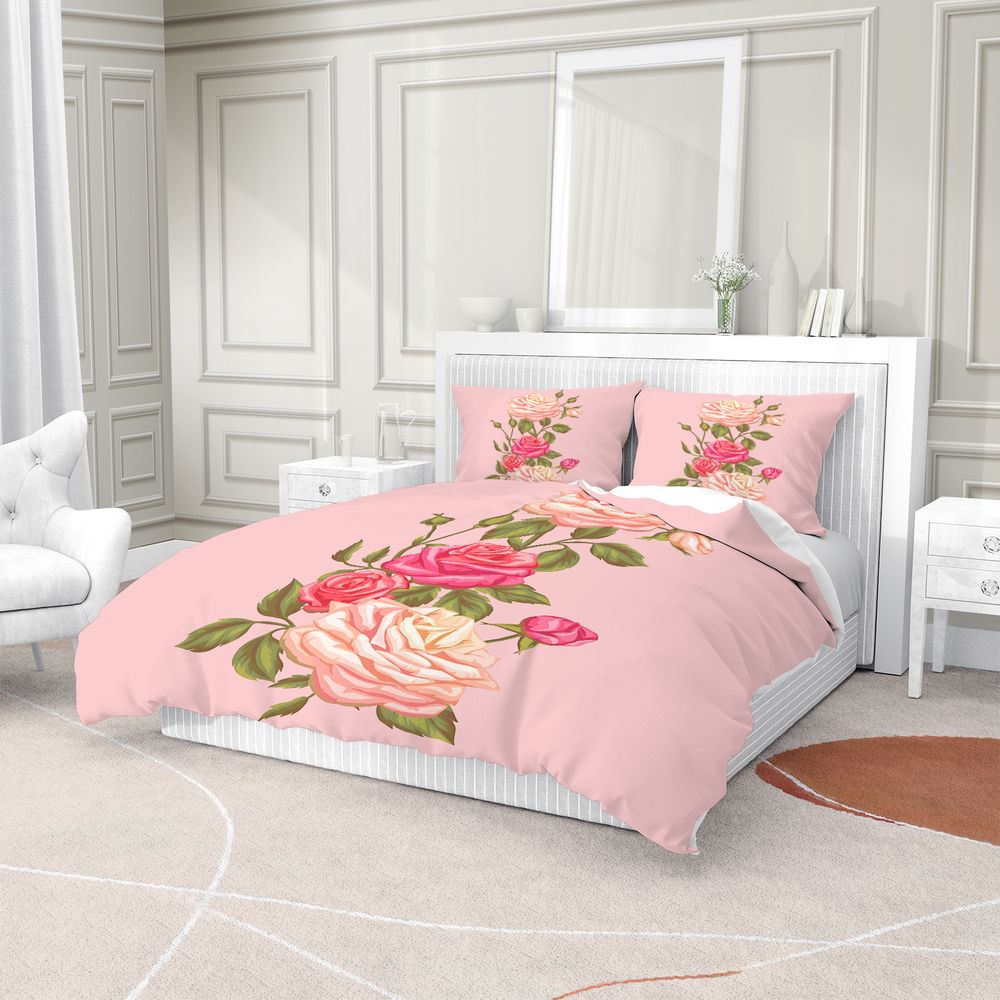 Нежно-розовый комплект постель – обзор и цена Aesthetic Floral Duvet Cover