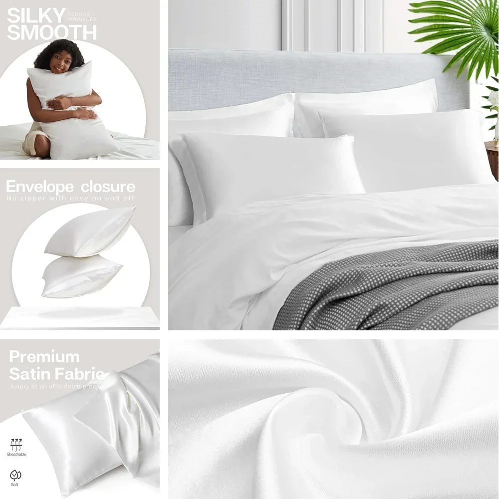 2-упаковка атласных наволочек  – обзор и цена Satin Silk Pillowcase Hair Skin