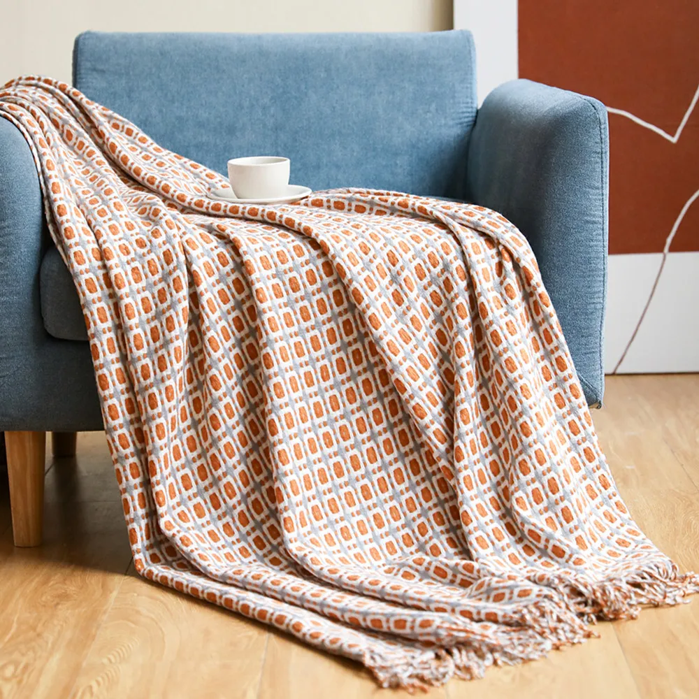 Геометрический жаккардовый пле – обзор и цена Boho Throw Blanket Fringe