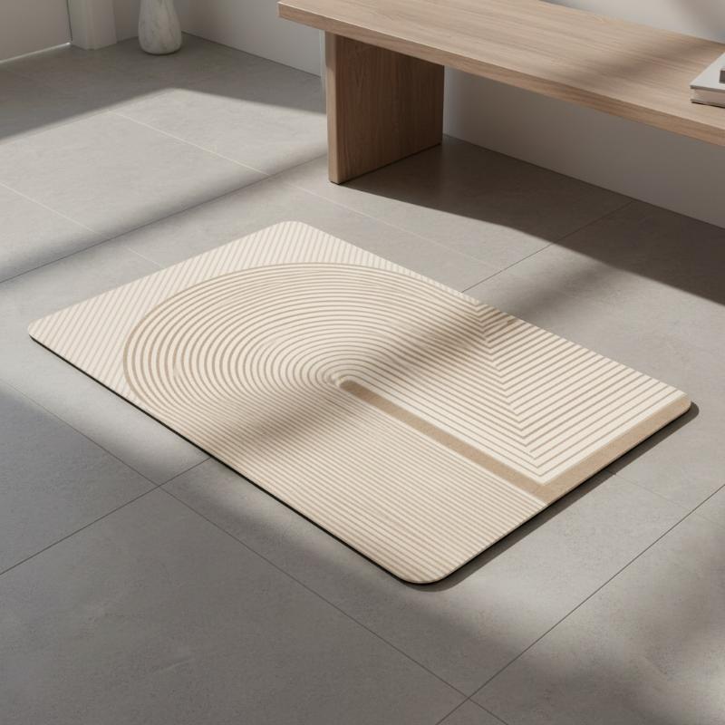 Бежевый полосатый коврик для в – обзор и цена Quick Dry Diatomite Bath Mat