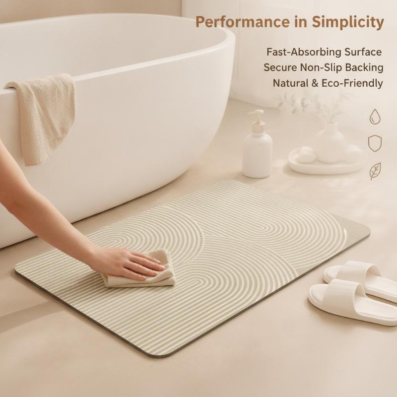 Бежевый полосатый коврик для в – обзор и цена Quick Dry Diatomite Bath Mat
