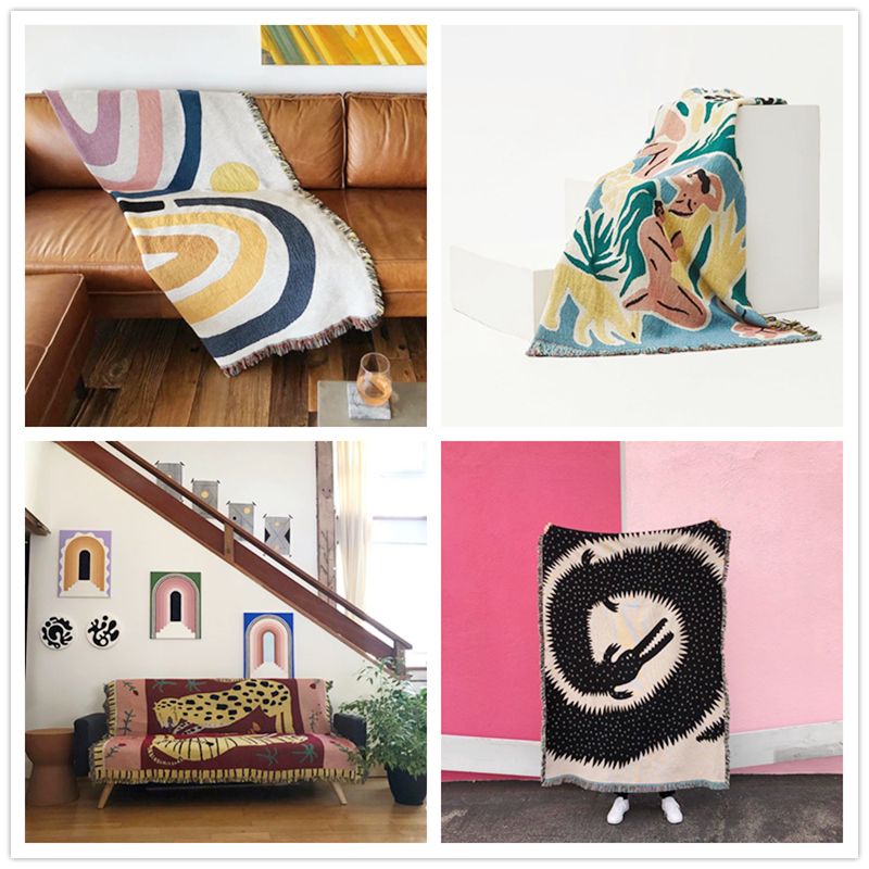 Плед-покрывало пастельно-розов – обзор и цена Boho Throw Blanket Fringe